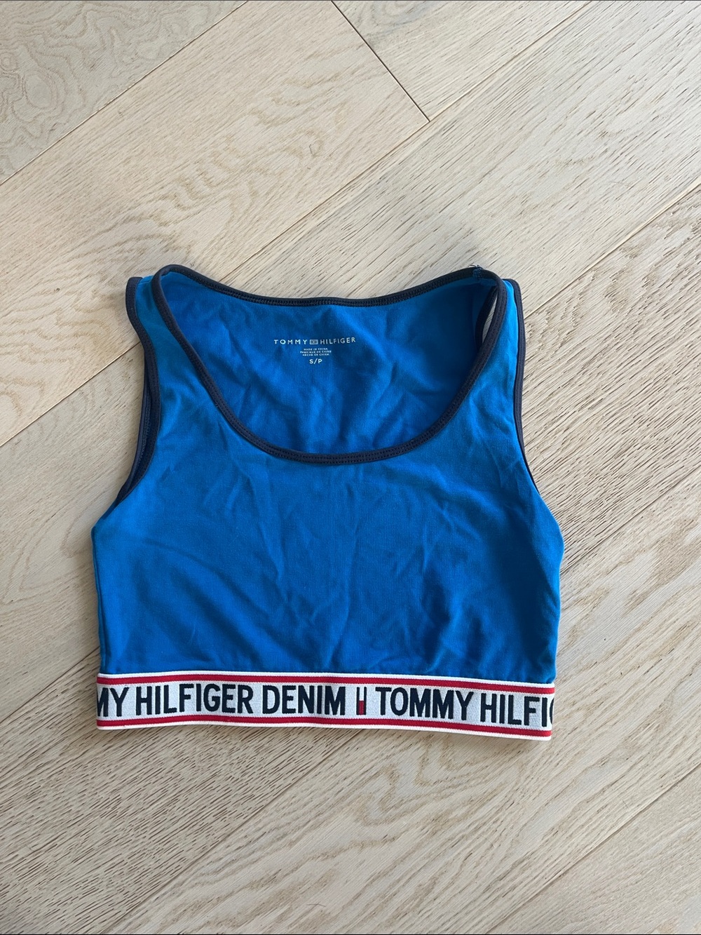 Tommy Hilfiger Royal Blue Crop Athletic Tank with Branded Hem